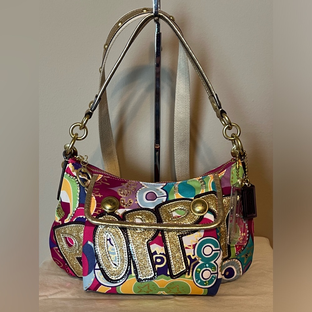 COACH Poppy Graffiti Glitter & Bling Hobo/Crossbody Bag - RARE - EUC